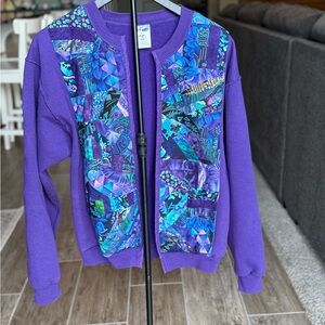 Vintage Patchwork Sweatshirt – Jerzees M Women’s Purple Quilted Appliqué 90s